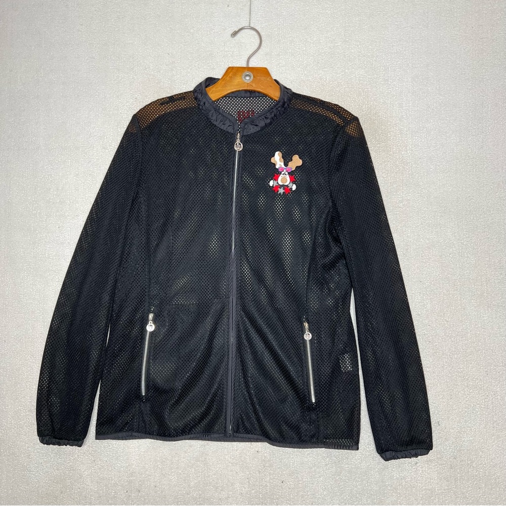 Fishnet Black Full Zip Dog Patch Cheerleading Sports Jacket